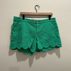 Lilly Pulitzer Green Scalloped High Waist Shorts